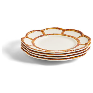 Two's Company 53461 Bamboo Touch 4-Piece Set Bamboo Rim Salad/Dessert Plate