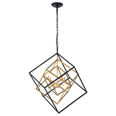 Triplix 3-Light Gold And Black Chandelier HM092/3B