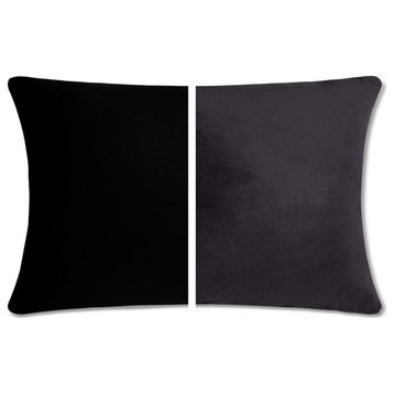 Reversible Cover Throw Pillow, 2 Piece, Stable Black, 12x20, Microbead