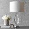 28" Crystal Moon Tear Faux Silk Shade Clear Finish 3-Way Switch Table Lamp