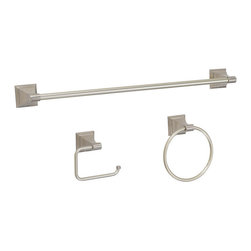 Designers Impressions - 400 Series 3-Piece Satin Nickel Bathroom Hardware Set - Bathroom Accessory Sets
