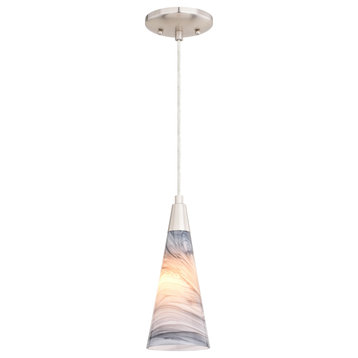 Milano Satin Nickel Mini Pendant Ceiling Light Multi Color Art Glass