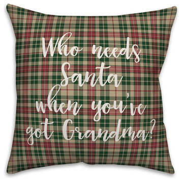 Who Needs Santa When You've Got Grandpa?, Teal 18x18 Throw Pillow Cover