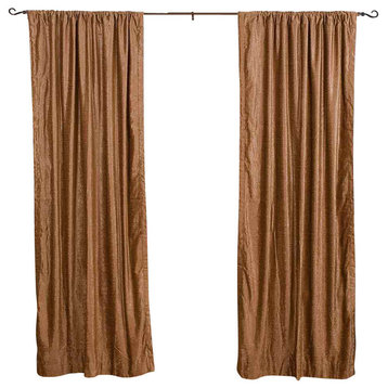 Lined-Taupe Rod Pocket  Velvet Curtain / Drape / Panel   - 80W x 120L - Piece