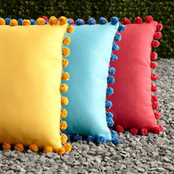 Elaine Smith Reversible Outdoor Pom-Pom Pillows - Outdoor Cushions And Pillows