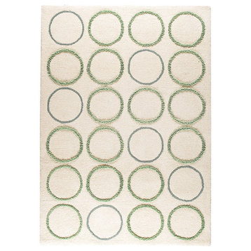 Hand Tufted White New Zealand Wool Area Rug, 4'6"X6'6"