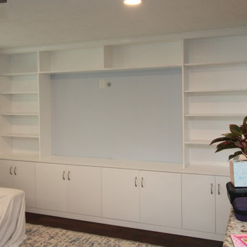 Custom Built-In Modern Entertainment Center Floor-to-Ceiling, Wall-to-Wall