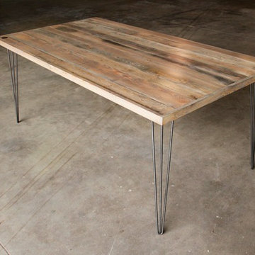 Modern Rustic Reclaimed Wood and Steel Dining Table