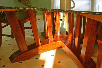 Square Cherry Timber Frame Dining Table with Granite Top