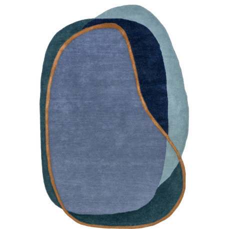 Greenwich Abstract Wool Area Rug, Blue Multicolor 8'x10'