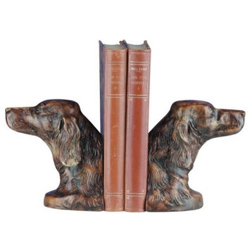 Bookends Bookend MOUNTAIN Lodge English Setter Head Dogs Resin