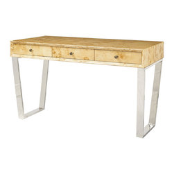 Worlds Away Patton Burl/Nickel 3 Drawer Desk - Desks And Hutches