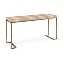 Lighted Calcite and Brass Console Table - Console Tables