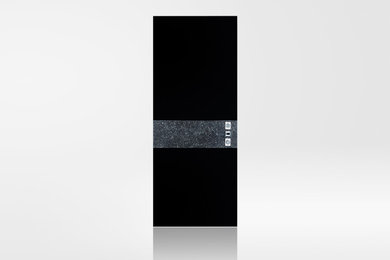 Foto di una porta d'ingresso minimalista di medie dimensioni con una porta singola e una porta nera