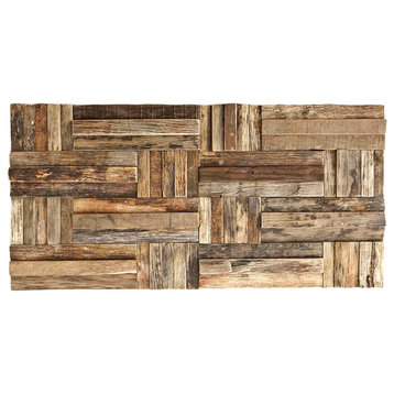 23 3/4"Wx11 7/8"Hx3/4"P Antique Boat Wood Mosaic Wall Tile, Natural Finish
