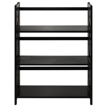 Montego 3-Shelf Folding Bookcase, Black