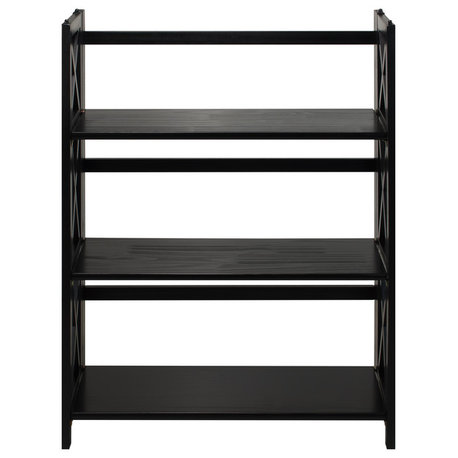Montego 3-Shelf Folding Bookcase, Black