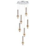 ET2 Lighting - ET2 Lighting E24757-SNSBR Reveal - 18 Inch 42W 7 LED Pendant - Tubular shaped pendants finished in Satin Nickel wReveal 18 Inch 42W 7 Satin Nickel/Satin B *UL Approved: YES Energy Star Qualified: n/a ADA Certified: n/a  *Number of Lights: Lamp: 7-*Wattage:6w PCB Integrated LED bulb(s) *Bulb Included:Yes *Bulb Type:PCB Integrated LED *Finish Type:Satin Nickel/Satin Brass