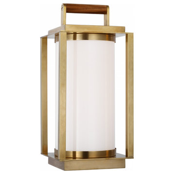 Northport Natural Brass and Teak Small LED Table Lantern