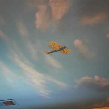 Sky Ceiling in Nursery with Planes by Tom Taylor of www.My1stRoom.com