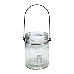 GreenGate Audrey Rose Glass Candle Jar With Handle - Candle Holders & Candelabra