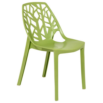 Leisuremod Cornelia Tree Back Design Lucite Dining Chair, Green