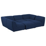 Meridian Furniture - Miramar Linen Textured Fabric  6-Piece Modular U-Shaped Sectional, Navy - Unwind and let your cares float away while you're curled up in the welcoming confines of this Miramar Modular Sectional. This sophisticated modular sectional is made from premium materials with a solid frame that ensures durability and long-lasting service life. The soft navy linen textured upholstery on this modular sectional makes it feel super indulgent against the skin. Pair this sectional with other items in the Miramar collection for a complete lookthe latches underneath make pairing a snap.