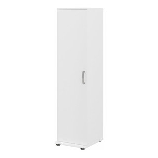 Bush Business Furniture Universal Tall Clothing Storage Cabinet with Doors and Shelves Platinum Gray