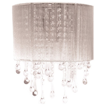 Beverly Drive Collection Silver Silk String And Crystal Wal Sconce