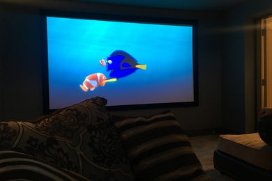 Design ideas for a contemporary home cinema in Other.