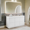 Boutique Bath Vanity, High Gloss White, 60", Single Sink, Freestanding