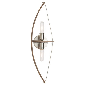 Artcraft Arco Wall Light AC11485 - Faux Wood & Brushed Nickel