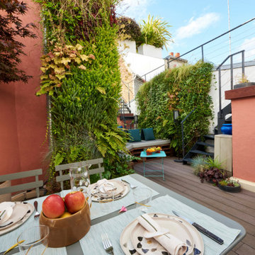 Aménagement d'une terrasse dans l'esprit terracotta