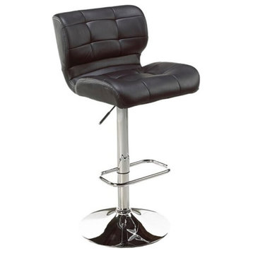 Uptown Club Fanta Faux Leather Adjustable Bar Stool in Black (Set of 2)