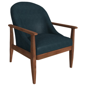 Elena Leather Lounge Chair, Finish Shown: Pumpernickel, Leather Shown: Azure
