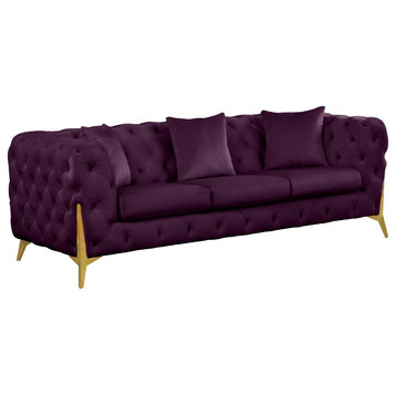 Kingdom Velvet Upholstered Sofa, Purple