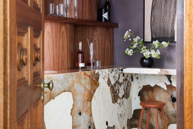 Example of a trendy home bar design in San Francisco