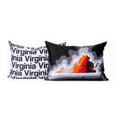Virginia map pillow, charcoal orange - Decorative Pillows