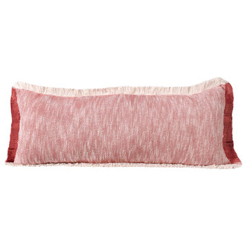 Ox Bay Handwoven Red/White Distressed Organic Cotton Pillow Cover, 14"x36"