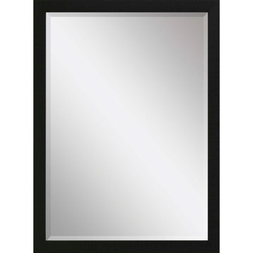 Framed Beveled Mirror, Black, 27"x39"