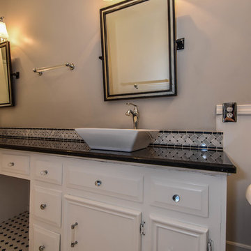 Houston Bathroom Remodel - Long & Narrow, Black & White
