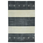 Amer Rugs - Blend Yorkshire Area Rug, Charcoal, 4'x6', Striped - With its unique colorblock design and a southwestern twist, this rug can fit into a variety of settings. Whether your home is farmhouse or contemporary, this earthy, super plush handmade rug will ground the room in beauty and design. Handwoven in India of the finest New Zealand wool with art silk added for sheen and added softness.