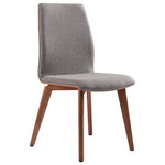 Armen Living - Archie Mid-Century Dining Chair, Walnut Finish and Gray Fabric, Set of 2 - The Armen Living Archie modern side chair's practical design makes it ideal for any contemporary home decor. This elegant chair features a Walnut finish Solid Ash Wood frame and a plush, fabric upholstered seat and back. The Archie's tall back provides an exceptional degree of lumbar support while the supple seat design leaves you feeling relaxed and comfortable. The added floor protectors on the legs of the Archie assure that the chair will not damage floors when moved. The beautiful mid century Archie dining chair is available in grey fabric.
