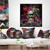 Colorful Human Skull With Glasses Abstract Throw Pillow, 16"x16"
