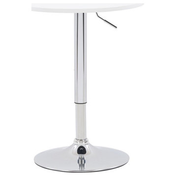Maya White Adjustable 23.5" Round Swivel Pub Table with Metal Base