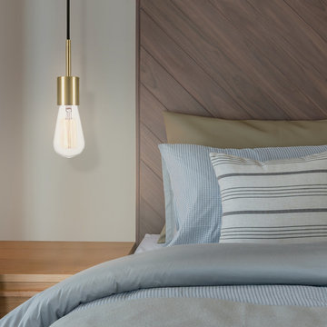 Leila 1-Light Plug-In Pendant, Brass Finish Socket, Black Designer Woven Fabric