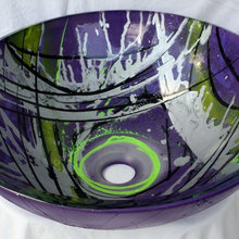 hand painted glass vessel artistic bathroom sink
