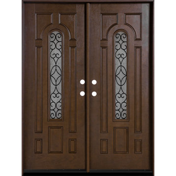 Fiberglas Front Door Belleville With Iron Glass, Double Door 60x80, Lefthand