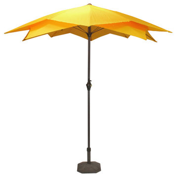 8.85' Outdoor Patio Lotus Umbrella with Hand Crank Yellow