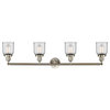 Small Bell 4-Light Bath Fixture, Brushed Satin Nickel, Glass: Clear